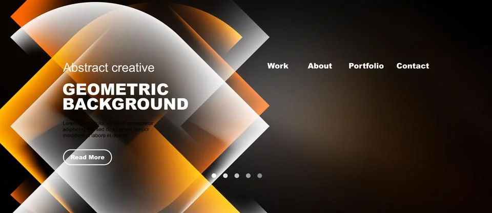 Modern website header design features geometric shapes, gradients, text ele.. Stock Illustration