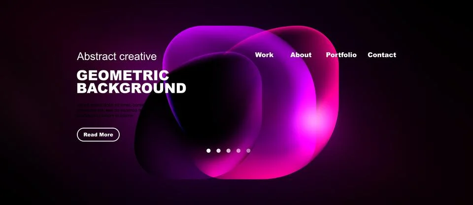 Modern website header design. Fluid shapes, vibrant colors, navigation menu 스톡 일러스트