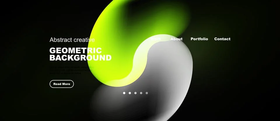Modern website header design. Fluid shapes, vibrant colors, dark background. 스톡 일러스트