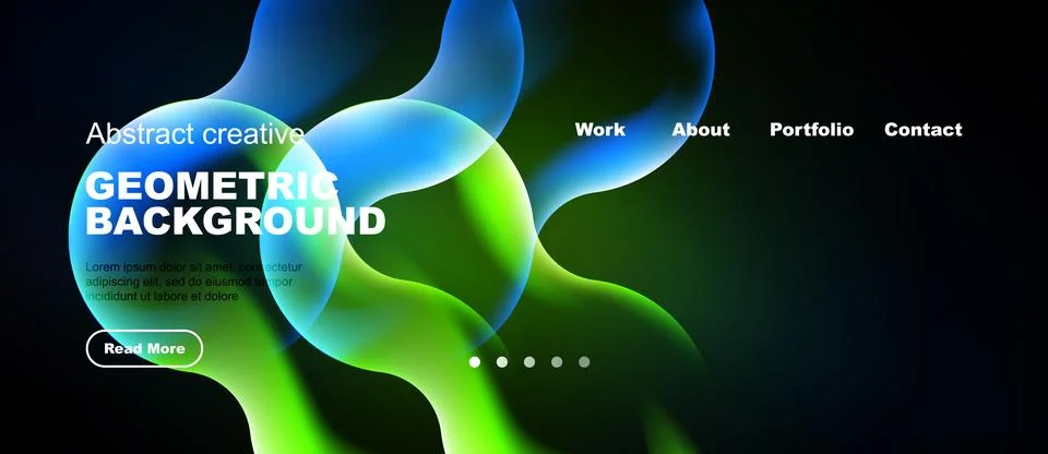 Modern website header design. Fluid shapes, vibrant colors, text elements Stock Illustration