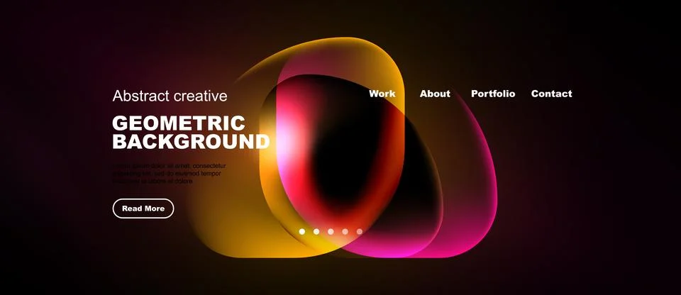 Modern website header design. Fluid shapes, vibrant colors, text elements Stock Illustration