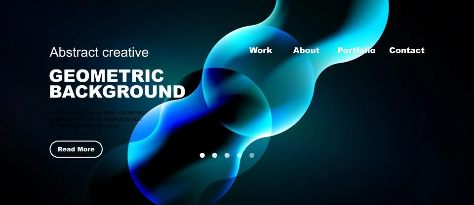 Modern website header design. Fluid shapes, blue gradients, text elements Stockillustratie