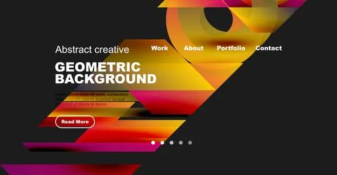 Modern website header design. Geometric shapes, vibrant colors, text elements Stock Illustration