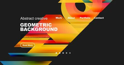 Modern website header design. Geometric shapes, vibrant colors, text elements Stock Illustration
