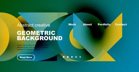 Modern website header design. Geometric shapes, vibrant colors, text elements 스톡 일러스트