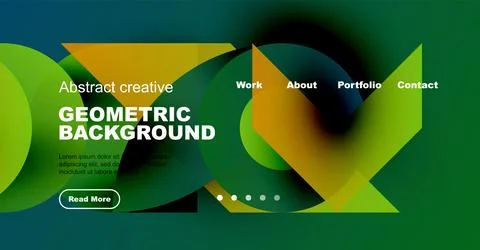 Modern website header design. Geometric shapes, vibrant colors, text elements イラスト素材