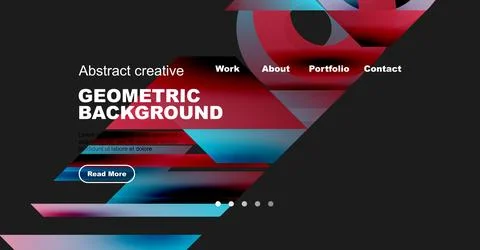 Modern website header design. Geometric shapes, vibrant colors, text elements 스톡 일러스트