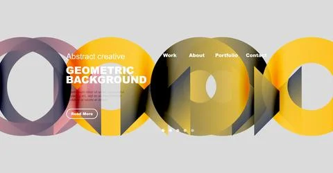 Modern website header design. Geometric shapes, vibrant colors, text overlays イラスト素材