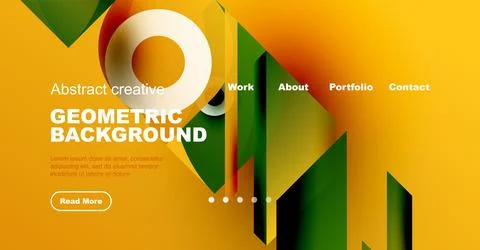 Modern website header design. Geometric shapes, vibrant colors, text elements 스톡 일러스트