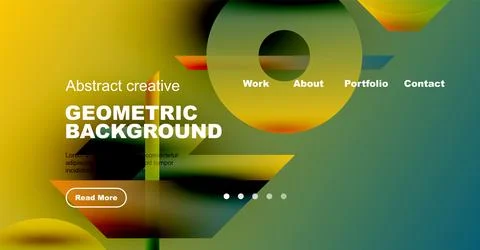 Modern website header design. Geometric shapes, vibrant colors, text elements Stock Illustration