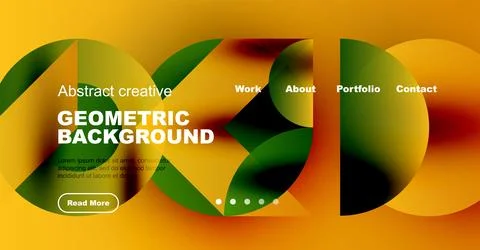 Modern website header design. Geometric shapes, vibrant colors, text elements, Illustrazione stock