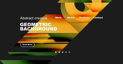 Modern website header design. Geometric shapes, vibrant colors, text elements Illustrazione stock