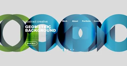 Modern website header design. Geometric shapes, vibrant colors, text elements Stock Illustration