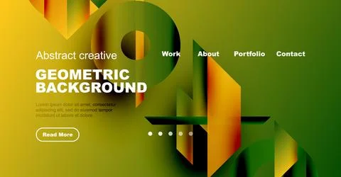 Modern website header design. Geometric shapes, vibrant colors, text elements イラスト素材