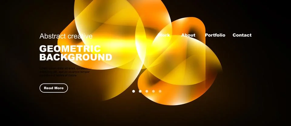 Modern website header design. Geometric shapes, warm colors, text elements イラスト素材