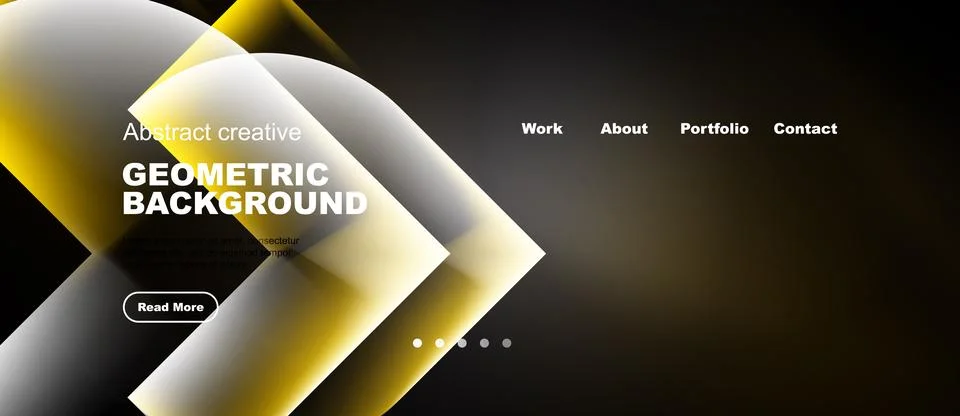 Modern website header design. Geometric shapes, gradients, text elements pr.. Ilustração Stock
