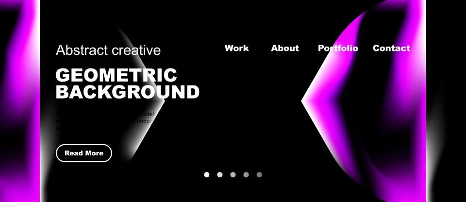 Modern website header design. Geometric shapes, vibrant pink hues, dark Illustrazione stock