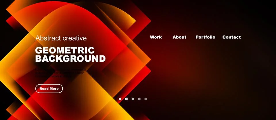 Modern website header design. Geometric shapes, vibrant colors, dark backgr.. Stock Illustration
