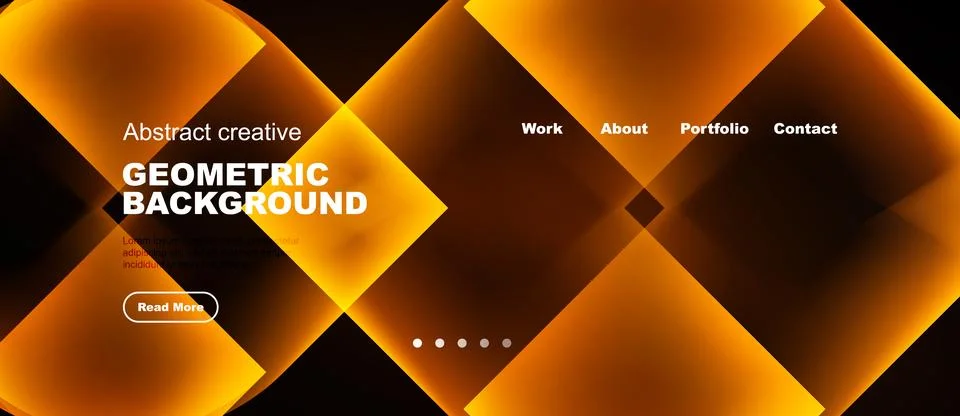 Modern website header design. Geometric shapes, orange gradients, dark Stock Illustration