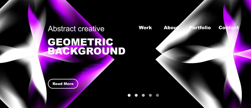Modern website header design. Geometric shapes, purple accents, black backg.. Stock Illustration