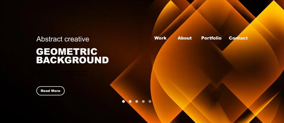 Modern website header design. Geometric shapes create dynamic orange glow. Te Stock Illustration