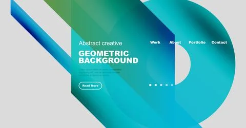 Modern website header design. Gradient colors, geometric shapes, text elements 스톡 일러스트