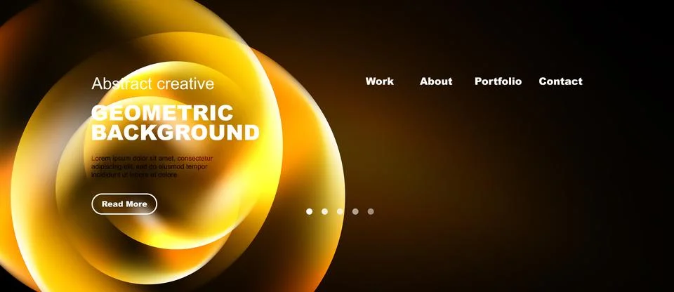 Modern website header design. Orange, yellow gradients create abstract shapes Stock Illustration