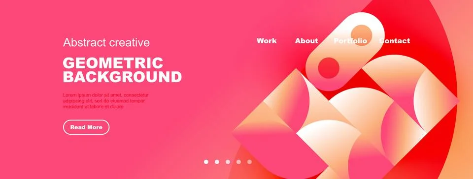 Modern website header design. Pink, purple gradients create abstract shapes. イラスト素材