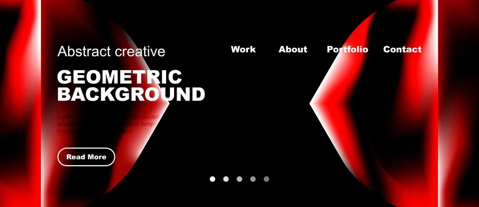 Modern website header design. Red neon lines create geometric shapes, text Stock Illustration