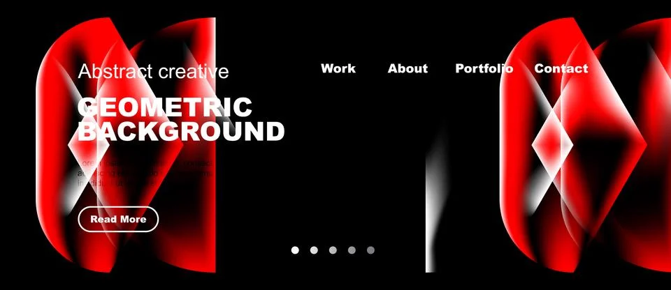Modern website header design. Red geometric shapes dominate dark background. Stock Illustration