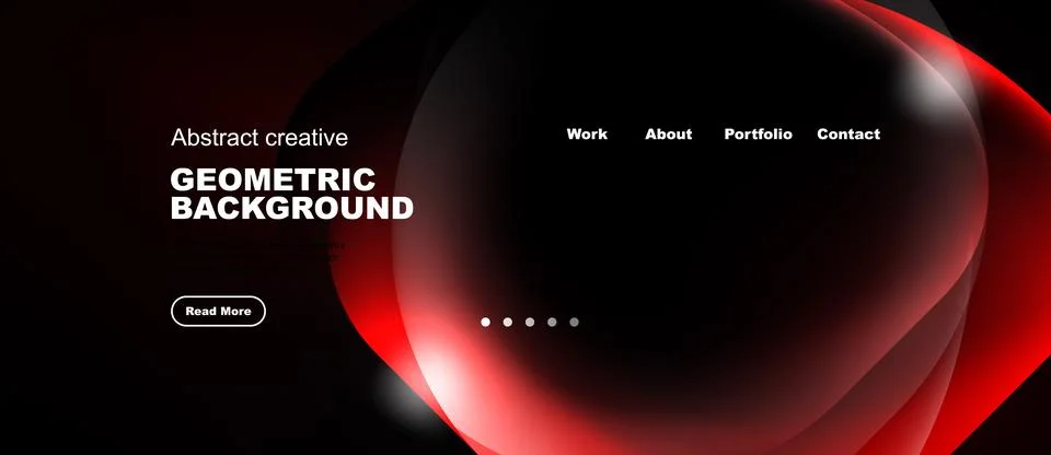 Modern website header design. Red geometric shapes over dark background. Stock Illustration