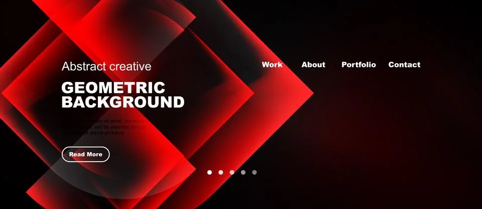 Modern website header design. Red geometric shapes over dark background. 스톡 일러스트