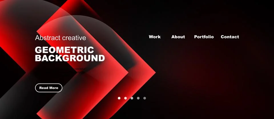 Modern website header design. Red gradients, geometric shapes, text elements Stock Illustration