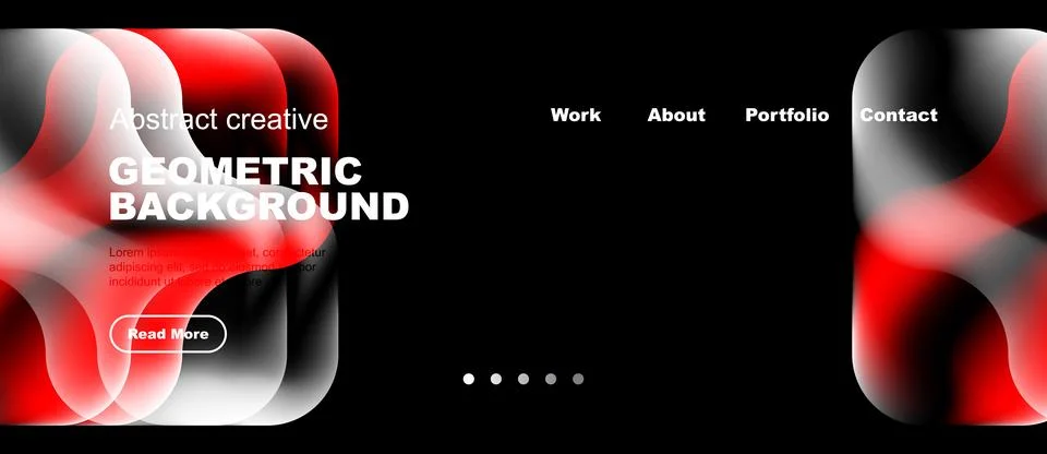 Modern website header design. Red, white shapes over black background. Stock Illustration