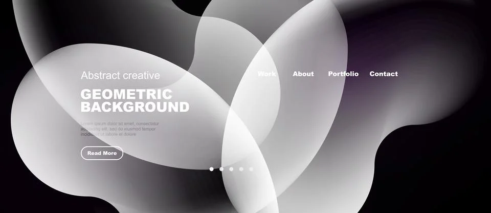 Modern website header design. Soft shapes, gradients, text elements present. Illustrazione stock