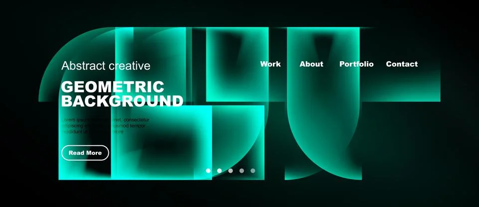 Modern website header design. Turquoise geometric shapes, dark background, Stock Illustration
