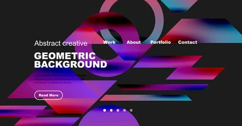 Modern website header design. Vibrant colors, geometric shapes, text elements Illustrazione stock