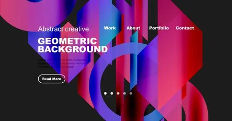 Modern website header design. Vibrant colors, geometric shapes, text elements Illustrazione stock