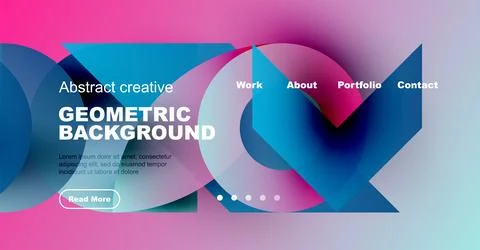 Modern website header design. Vibrant colors, geometric shapes, text elements 스톡 일러스트