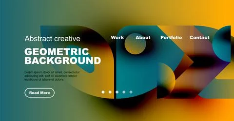 Modern website header design. Vibrant colors, geometric shapes, text elements 스톡 일러스트