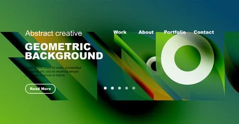 Modern website header design. Vibrant colors, geometric shapes, text elements 스톡 일러스트