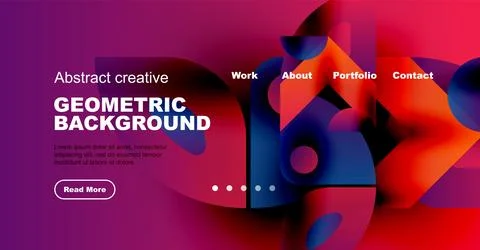 Modern website header design. Vibrant colors, geometric shapes, text elements 스톡 일러스트