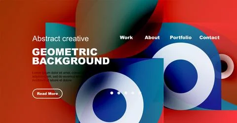 Modern website header design. Vibrant colors, geometric shapes, text elements Illustrazione stock