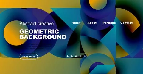 Modern website header design. Vibrant blue, yellow shapes create abstract Ilustración de archivo