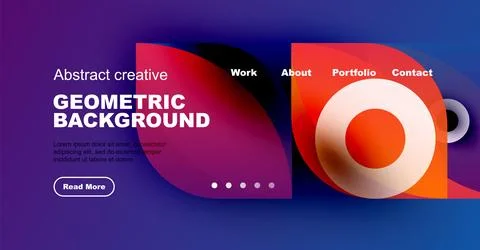 Modern website header design. Vibrant colors, geometric shapes, text elements Illustrazione stock