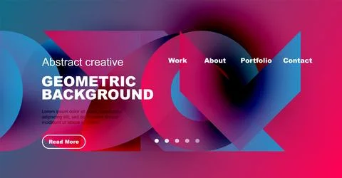 Modern website header design. Vibrant colors, geometric shapes, text elements Illustrazione stock