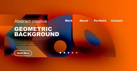 Modern website header design. Vibrant orange, blue hues create dynamic geometric Ilustración de archivo