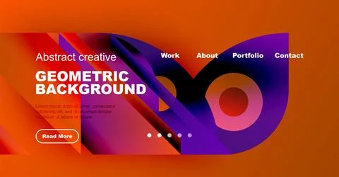 Modern website header design. Vibrant colors, geometric shapes, text elements イラスト素材