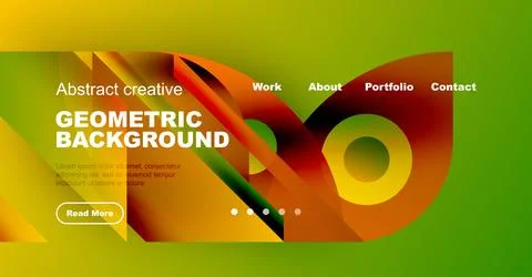 Modern website header design. Vibrant colors, geometric shapes, text elements イラスト素材