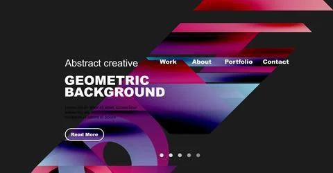Modern website header design. Vibrant colors, geometric shapes, text elements Stock Illustration